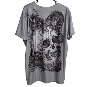 Yellowman Tattoo Shirt Extra Large Mens Gray Black Skull Dragon Lightweight Art